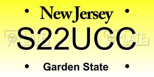 S22UCC New Jersey License Plate