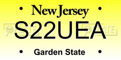 S22UEA New Jersey License Plate