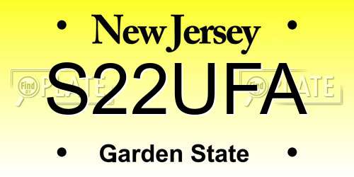 S22UFA New Jersey License Plate