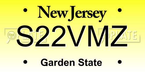 S22VMZ New Jersey License Plate