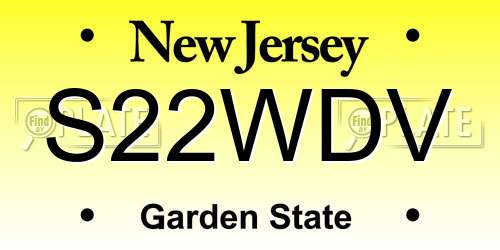 S22WDV New Jersey License Plate