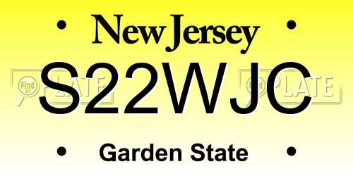 S22WJC New Jersey License Plate