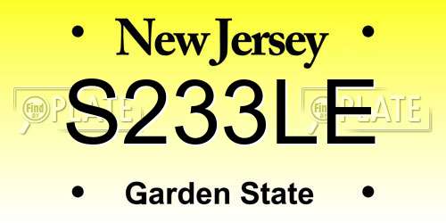 S233LE New Jersey License Plate