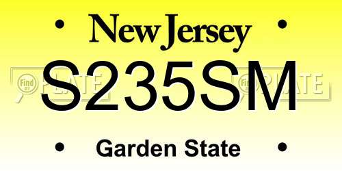 S235SM New Jersey License Plate