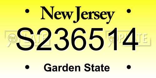 S236514 New Jersey License Plate
