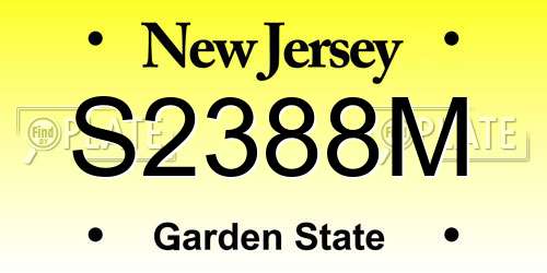 S2388M New Jersey License Plate