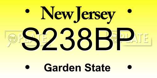 S238BP New Jersey License Plate