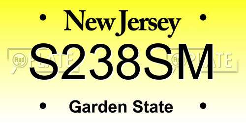 S238SM New Jersey License Plate