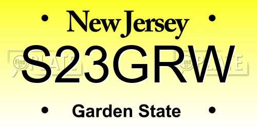 S23GRW New Jersey License Plate