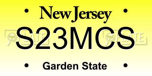 S23MCS New Jersey License Plate