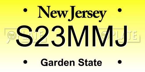 S23MMJ New Jersey License Plate