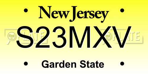 S23MXV New Jersey License Plate
