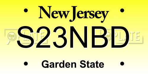 S23NBD New Jersey License Plate
