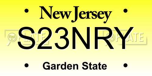 S23NRY New Jersey License Plate