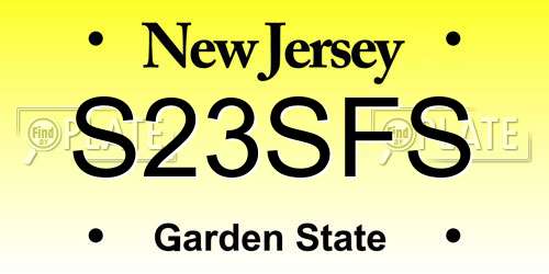 S23SFS New Jersey License Plate