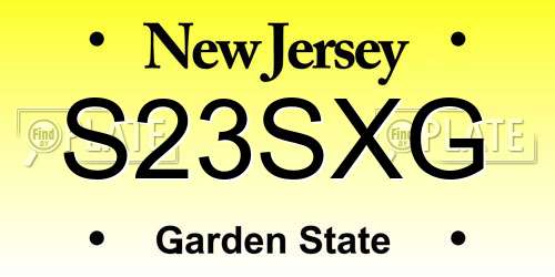 S23SXG New Jersey License Plate