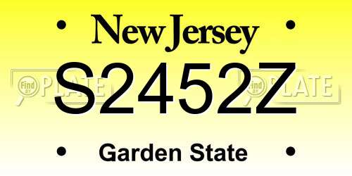 S2452Z New Jersey License Plate