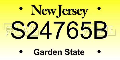 S24765B New Jersey License Plate