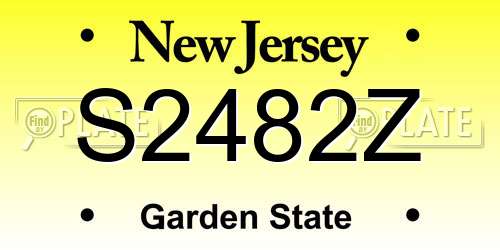 S2482Z New Jersey License Plate