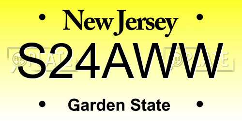 S24AWW New Jersey License Plate