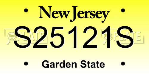 S25121S New Jersey License Plate