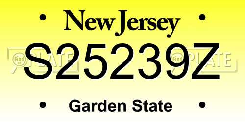 S25239Z New Jersey License Plate