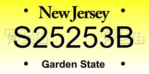 S25253B New Jersey License Plate