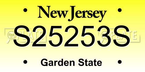 S25253S New Jersey License Plate