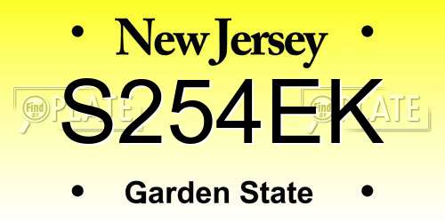 S254EK New Jersey License Plate