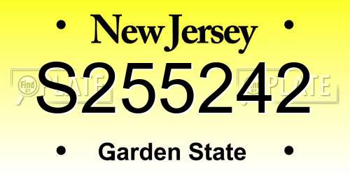 S255242 New Jersey License Plate