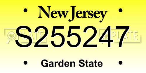 S255247 New Jersey License Plate
