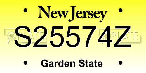 S25574Z New Jersey License Plate