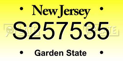 S257535 New Jersey License Plate