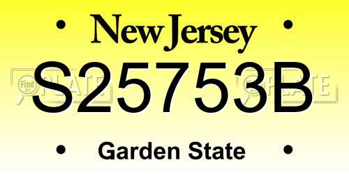 S25753B New Jersey License Plate