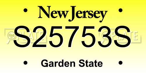 S25753S New Jersey License Plate
