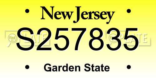 S257835 New Jersey License Plate