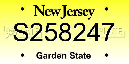 S258247 New Jersey License Plate
