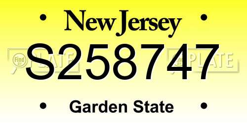 S258747 New Jersey License Plate