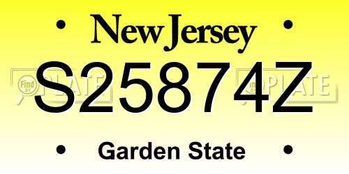 S25874Z New Jersey License Plate