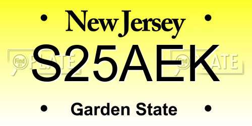 S25AEK New Jersey License Plate