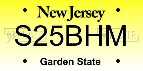 S25BHM New Jersey License Plate