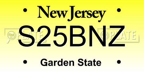 S25BNZ New Jersey License Plate