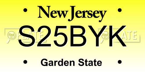 S25BYK New Jersey License Plate