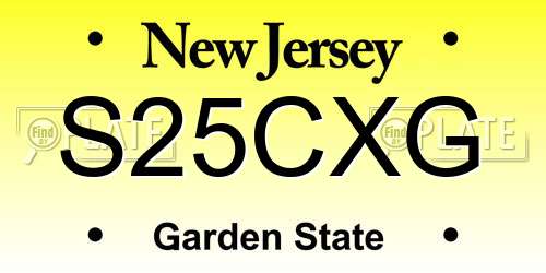 S25CXG New Jersey License Plate