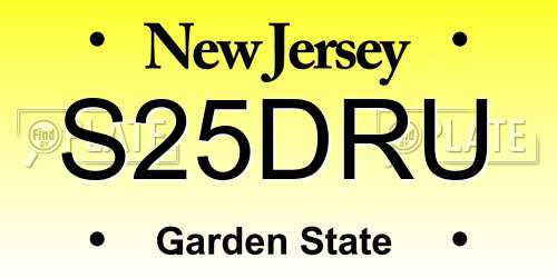 S25DRU New Jersey License Plate
