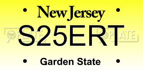 S25ERT New Jersey License Plate