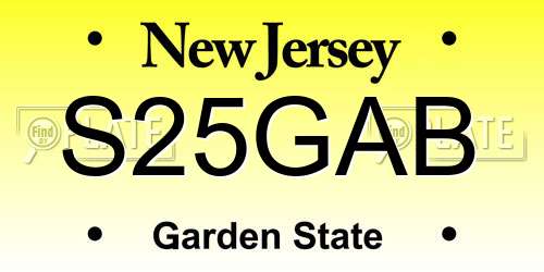 S25GAB New Jersey License Plate