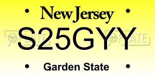 S25GYY New Jersey License Plate