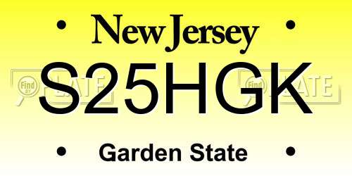 S25HGK New Jersey License Plate