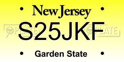 S25JKF New Jersey License Plate